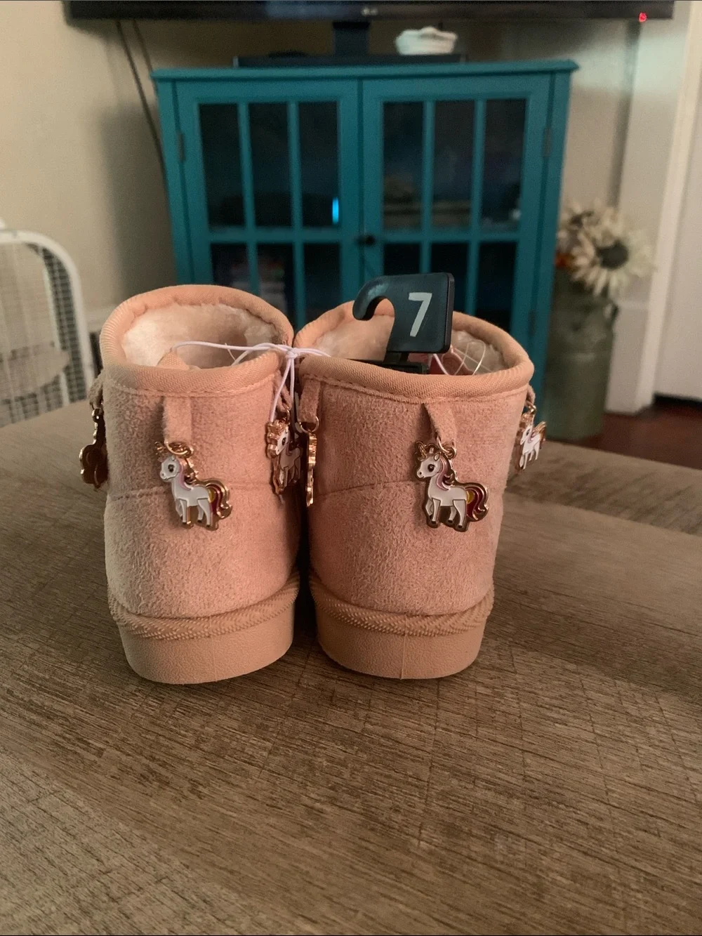 Winter boots w/unicorn charms and side zipper- toddler sz7